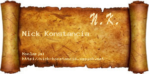 Nick Konstancia névjegykártya
